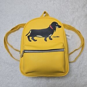 NWT Marc Tetro Dachshund Backpack Mini 10" X 8" X 6" Yellow